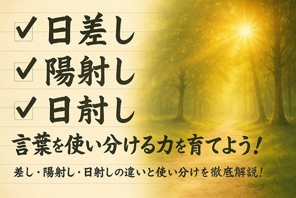 日差し・陽射し・日射しの違いとは？使い分けを徹底解説！