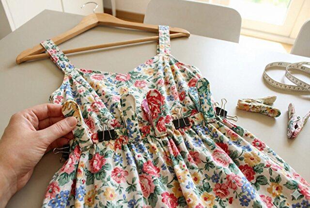 ワンピースのウエストを詰めるのにクリップが最適