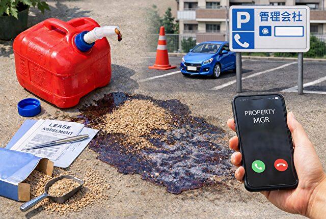 賃貸・駐車場でこぼした場合は?
