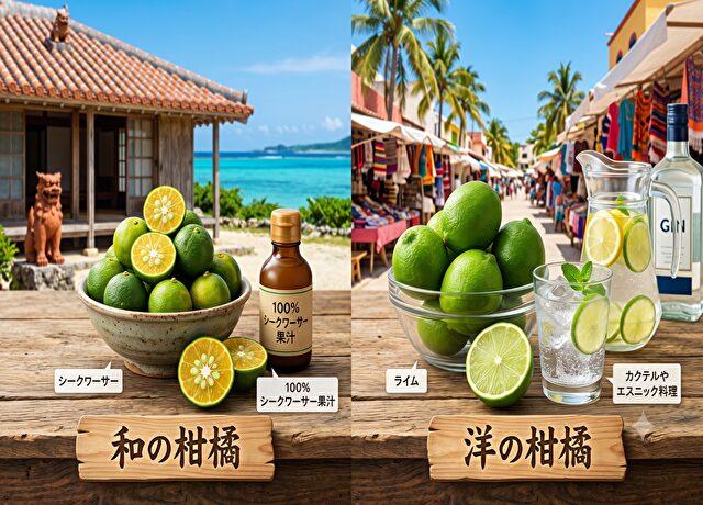 特徴の違い①:産地とルーツ(和の柑橘 vs 洋の柑橘)